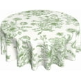 thumbnail image 1 of Spring Sage Green Floral Tablecloth Round 70 x 70 Inch Chioniserie Flowers Table Cloth Polyester Fabric Vintage Farmhouse Table Cover for Kitchen Party Dining Picnic Outdoor Decor, 1 of 6