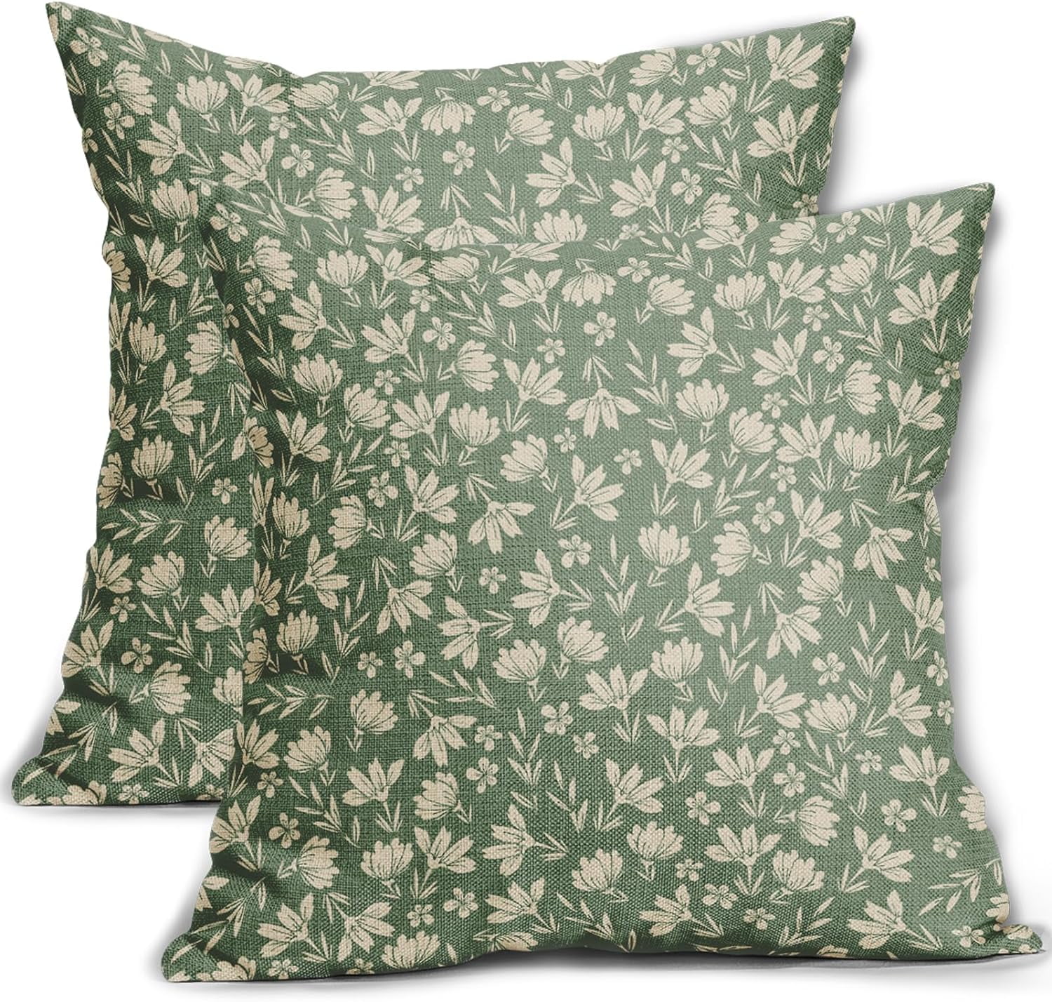 Spring Sage Green Pillow Covers 20x20 Set of 2 Vintage Floral Rustic ...