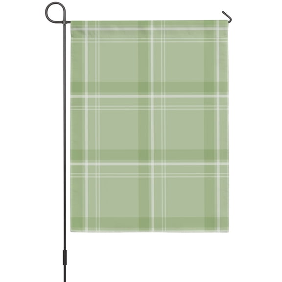 Spring Sage Green Plaid Garden Flag 12 x 18 Inches, Country Minimalist White Lines Checkered Weather Proof Outdoor Patio Flags Double Sided Small Garden Decoration for Yard Outside Home