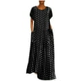 thumbnail image 1 of Spring Sale 2024！Hontri Dresses for Women 2024 Maxi Plus Pockets Holiday Size Dot Loose Print Short Sleeve Women Polka Dresses Women's Fashion Dress Womens Dresses Black,3Xl, 1 of 6