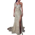 thumbnail image 1 of Spring Sale 2024！Hontri Formal Dresses for Women Women Sequin Prom Party Gown Sexy Gold Evening Bridesmaid V Neck Long Dress Wedding Guest Dresses for Women Gold,4Xl, 1 of 6