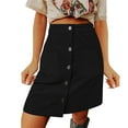 thumbnail image 1 of Spring Sale 2024！Hontri Skirts for Women Womens Corduroy Skirts Fall Winter High Waist Button Down A Line Short Mini Skirt with Pockets Skirts for Women Black,M, 1 of 7