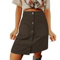 thumbnail image 1 of Spring Sale 2024！Hontri Skirts for Women Womens Corduroy Skirts Fall Winter High Waist Button Down A Line Short Mini Skirt with Pockets Skirts for Women Brown,L, 1 of 8