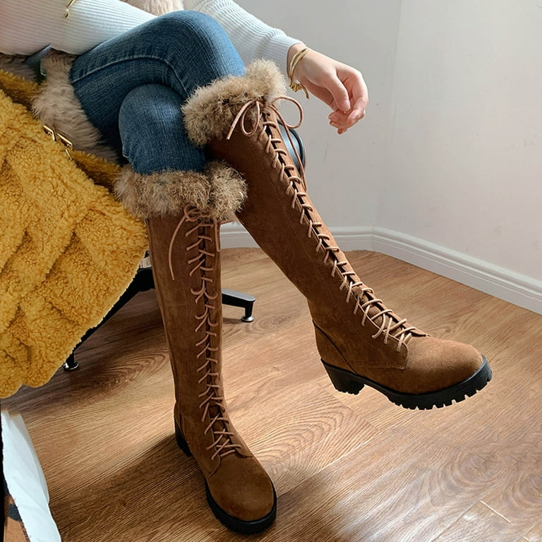 Knee high cheap fur boots