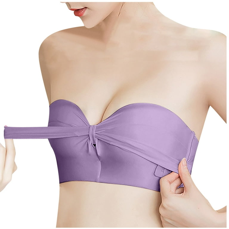 Spring Saving Clearance Tawop Strapless Bras For Women Plus Size Bandeau  Bras Strapless Bandeau Women'S Stretch String Purple 8 