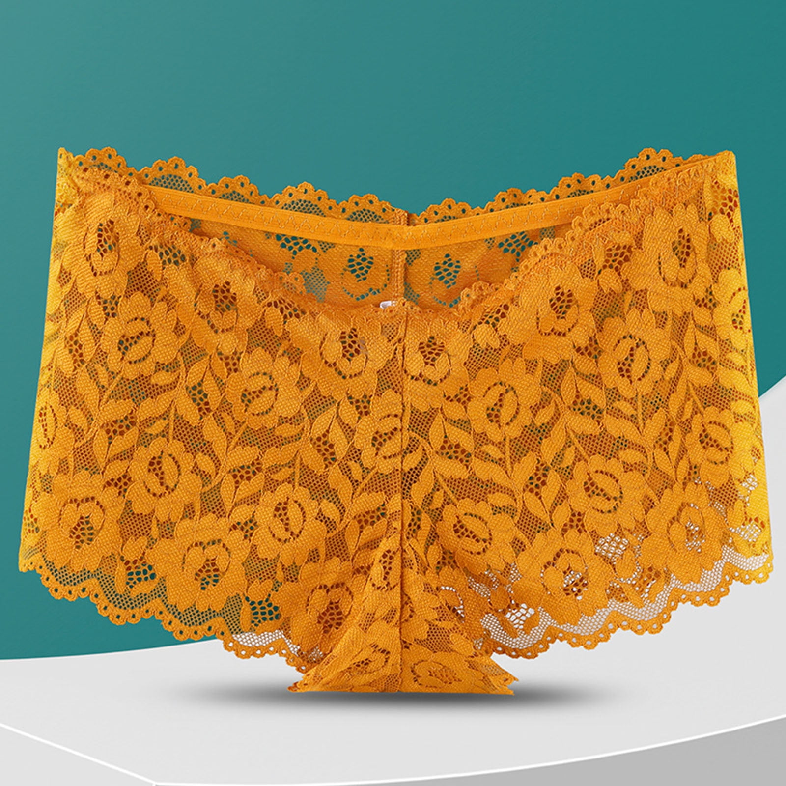 Spring Saving Clearance Tawop Womens Thong Underwear Yellow Lace