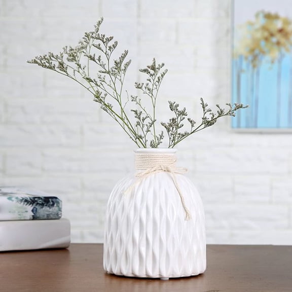 Spring Saving Clearance White Plastic Flower Vase, Minimalist Modern Home Decor, Small Pampas Grass Vases for Table, Shelf Bookshelf, Mantel, Entryway and Centerpieces