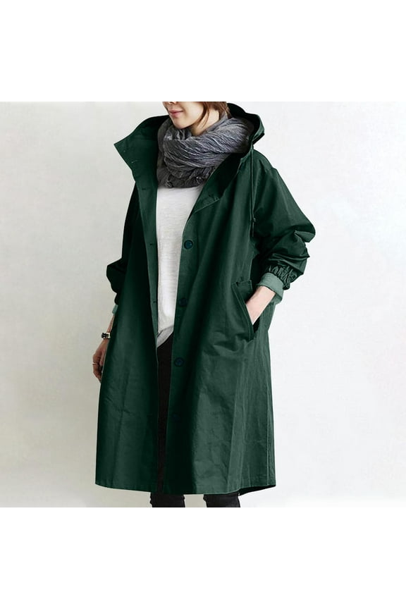 Spring Saving Discounted Items under $5 GaThRRgYP Womens Coats,Women Jacket Hooded Windproof Lightweight Plus Size Packable Long Windbreaker Outdoor Travel Hiking Trench Coats