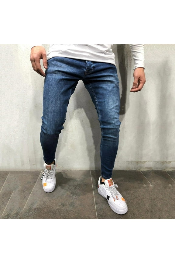 Black*Friday Clearance Items under $5 GaThRRgYP Mens Denim Pants,Mens Casual Fitness Bodybuilding Pocket Skin Full Length Sports Pants
