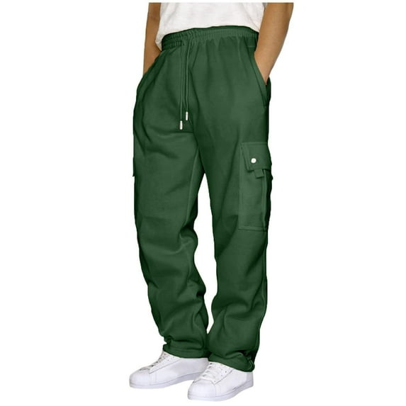 GaThRRgYP Mens Jeans Relaxed Fit,Men's Drawstring Elastic-Waist Solid Color Pocket Sweatpants
