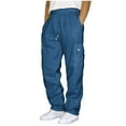 thumbnail image 1 of GaThRRgYP Mens Jeans Relaxed Fit,Men's Drawstring Elastic-Waist Solid Color Pocket Sweatpants, 1 of 5