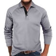 thumbnail image 1 of GaThRRgYP Mens Sweatshirts,Men's Contrast Color Slim Long Sleeve Lapel Pocket Casual T-shirt Bottom Blouse, 1 of 7