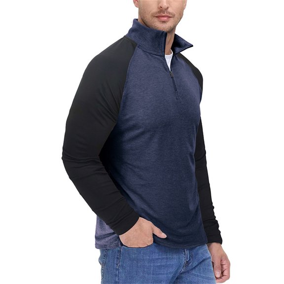 Spring Saving GaThRRgYP Mens T-shirts,Men's Color Blocking Shirt Slim Long Sleeve Stand Collar Casual Sports Bottoming T-shirt Blouse