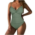 thumbnail image 1 of Spring Saving GaThRRgYP One Piece Swimsuit for Women,Women Solid with Chest Pad without Underwire Bikini Deep V One-piece Swimsuit, 1 of 8
