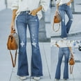 thumbnail image 1 of GaThRRgYP Trousers for Women Fashion Women Solid Zipper Casual Mid Waist Long Flare Pants, 1 of 9