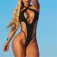thumbnail image 1 of GaThRRgYP Women One Piece Swimsuits,Women's Bikini Solid Color Mesh Spliced Bikini Split Swimsuit, 1 of 9