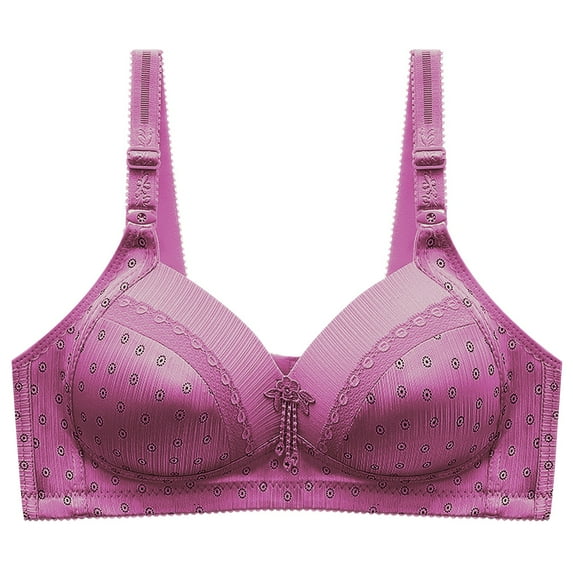 Spring Saving GaThRRgYP Womens Bras Back Closure,Women's Fashion Printed Non Steel Ring Bra with No Marks, Gathered Cups,Slip Light and Beautiful Back Underwear,Daily Bra