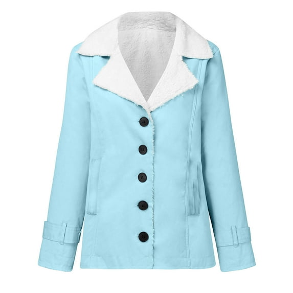 Spring Saving GaThRRgYP Womens Coats Wool Outerwear,Women Plus Size Winter Warm Composite Plush Button Lapels Jacket Outwear Coat