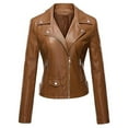 thumbnail image 1 of Spring Saving GaThRRgYP Womens Outerwear under $10,Women's Leather Long Sleeved Short Lapel Jacket, 1 of 2