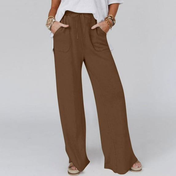 Black*Friday Discounted Items under $5 GaThRRgYP Womens Pants Plus Size,Fashion Womens Casual Solid Color Elastic Loose Pants Straight Wide Leg Trousers Pants with Pocket