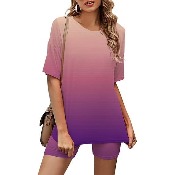 Black*Friday Womens Clothing Clearance under $5 LEBONYARD Women's Shorts for Everyday Comfort,Women Fashion Round Neck Blouse Short Sleeve Tops Shorts Casual Suit Sets
