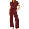 thumbnail image 1 of GaThRRgYP Womens Sets Outfit under $10,Women's Summer Two-piece Clothing Set with Lapel and Wide Leg Pants Casual Set, 1 of 9