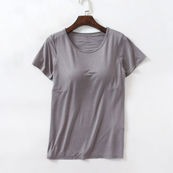 GaThRRgYP Summer Tops,Women Tops Summer T-Shirts,Ladies Camisole with Chest Pad No Steel Rings Bottom Underwear Yoga Sports T-shirt Yoga Bra Cup