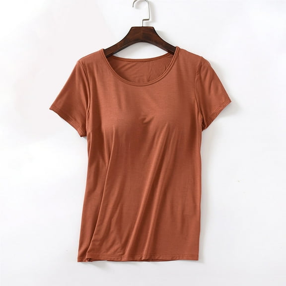 GaThRRgYP Summer Tops for Women,Womens Summer Tops under $5,Ladies Camisole with Chest Pad No Steel Rings Bottom Underwear Yoga Sports T-shirt Yoga Bra Cup