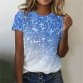 thumbnail image 1 of GaThRRgYP Off the Shoulder Tops for Women,Womens Tops Dressy Casual,Women's Casual Sparkling Crystal Printed Round Neck Short Sleeved Top, 1 of 4