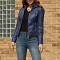 thumbnail image 1 of Spring Saving GaThRRgYP Womens Coats and Jackets Plus Size,Casual Women's Collar Neck Summer Outwear Pocket Regular Women's Hooded Faux Leather Long Sleeve, 1 of 9
