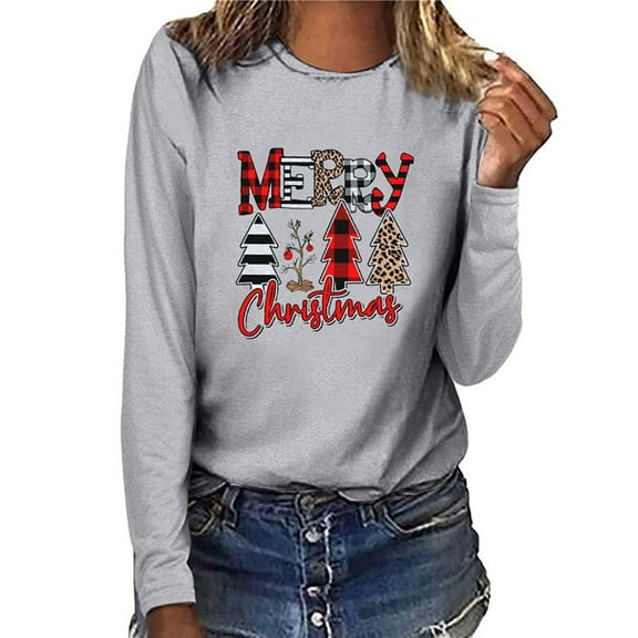Spring Saving! purcolt 50% Off Clearance!Ugly Christmas Sweater for Women,Women's Marry Christmas Letter Print Sweater Pullover Tops Funny Holiday Sweater Sequins Ugly Xmas Sweater Gift for Women