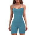 thumbnail image 1 of Spring Savings Bodysuits for Women,GaThRRgYP Women's Round Neck Shoulder Sling Jumpsuit Color Jumpsuit Shorts Tight Jumpsuit, 1 of 6