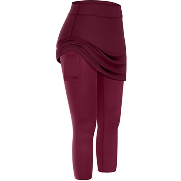 Clothing 2025 Yoga Pants Women Tennis Skirted Leggings Pockets Elastic Sports Yoga Capris Skirts Legging Women's Blended Casual Skirt