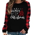thumbnail image 1 of Spring Savings Clearance under 10.00 LYXSSBYX Long Sleeve Shirts for Women Womens Long Sleeve Plaid Christmas Print Splicing Round Neck Pullover Shirt T-Shirt Tops, 1 of 9