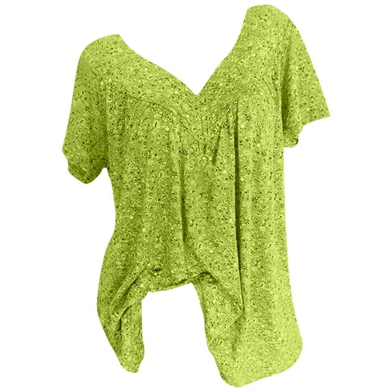 LYXSSBYX Plus Size Tops for Women Women Plus Size Short Sleeves V-Neck Print Blouse Pullover Tops Short Sleeve Blouses Shirts