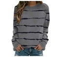 thumbnail image 1 of LYXSSBYX Sweatshirts for Women Loose Fit Fashion Women Comfortable Casual Stripe Printed Long Sleeve Round-Neck Blouses Tops T-Shirt, 1 of 6