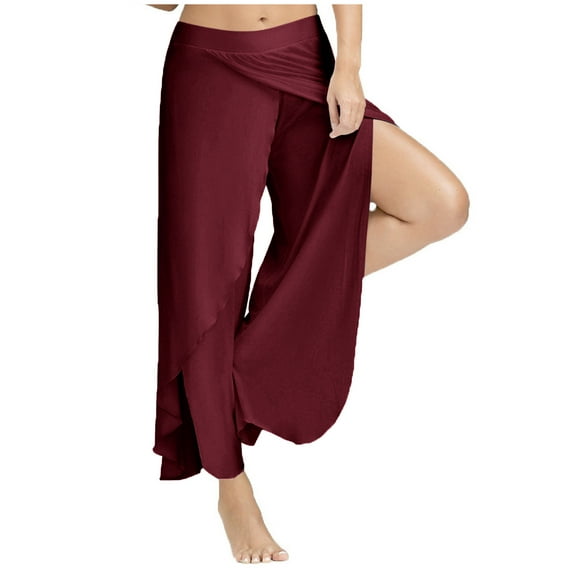 Spring Savings Clearance under 10.00 LYXSSBYX Womens Wide Leg Pants Plus Size Sexy Waist Wide Leg Flowy Pants Women Casual Summer Long Loose Yoga Pants