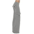 thumbnail image 1 of Spring Savings Womens Pants Oversized Straight Leg Slacks Slim Fit Flared Trousers Pockets Pants Elasticated Solid Color Slacks Plus Size Trousers Wide Leg Pants Bell-Bottomed Slacks, 1 of 7