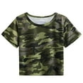 thumbnail image 1 of abtuhar Shirts for Girls,Girls Short Sleeve Tees Basic Printed Crewneck Soft T-Shirts Toddlers' Long-Sleeve T-Shirts Army Green 7-8 Years, 1 of 2