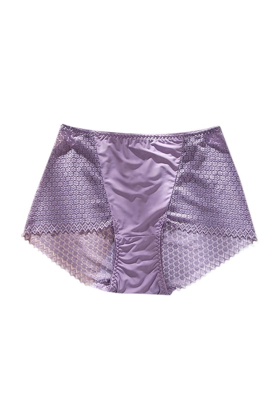 Women Underwear,Panties for Women,Women's Solid Color Lace High Waist High Elasticity Lift Buttocks Cultivate Oneself T Shaped Briefs Purple L