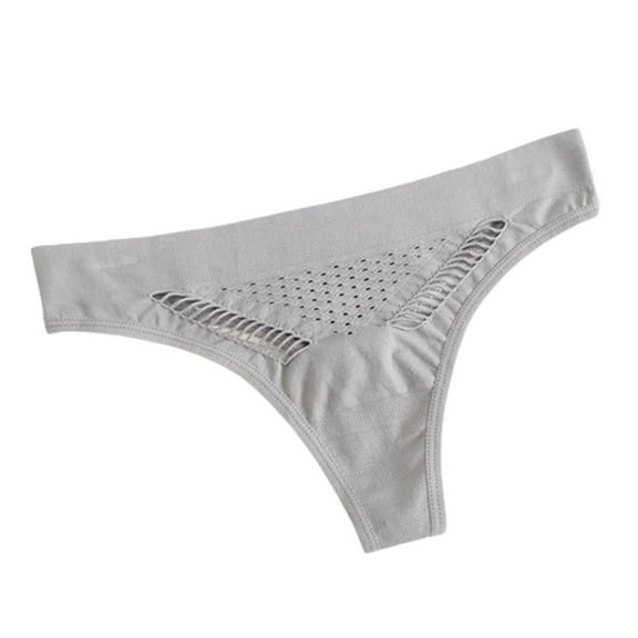 abtuhar Women Underwear,Panties for Women,Womens Solid Color Fashion Ventilate Thong Mesh T-Back Low-Waisted Briefs Gray Free Size