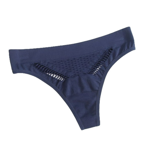 abtuhar Women Underwear,Panties for Women,Womens Solid Color Fashion Ventilate Thong Mesh T-Back Low-Waisted Briefs Navy Free Size
