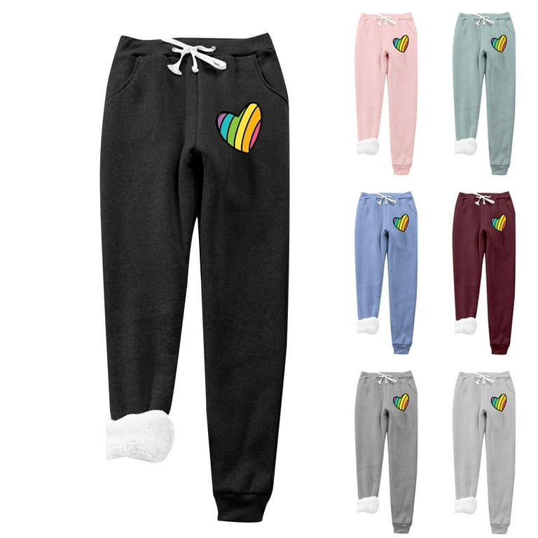 Sweatpants with fur inside clearance