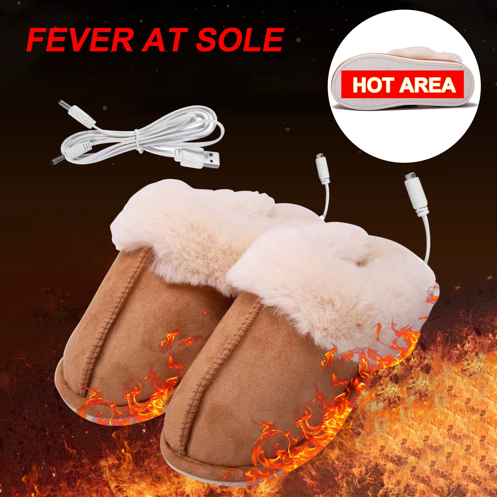 Spring Savings Clearance Items Zeceouar Heated Foot Warmer Slippers for Men Women Mens Womens Fuzzy Heating House Slippers Winter Fleece Lining