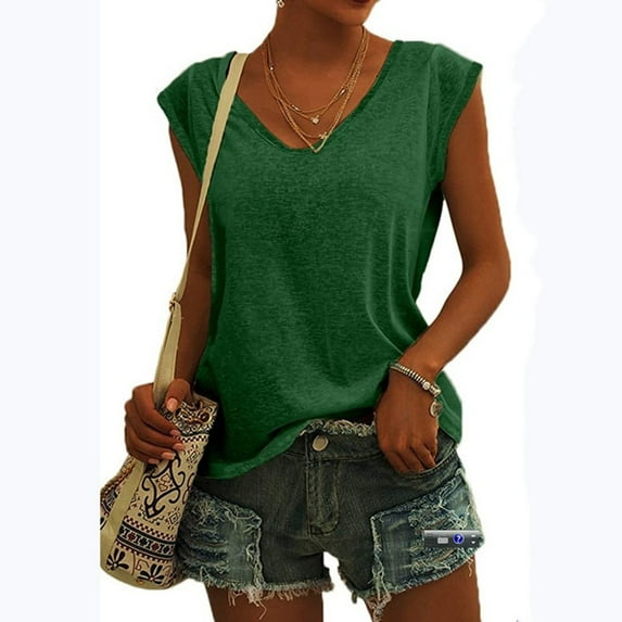 Spring Savings Clearance Items! Zeceouar Plus Size Summer Tops For Women Tops Dressy Casual Women's Casual Loose Soft Cap Sleeve Basic Tops T-Shirts Solid Color Blouse Tops Workout Tops For Women