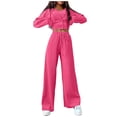 thumbnail image 1 of Spring Savings Clearance Lindreshi 2 Piece Lounge Set for Women Clearance Womens Fall Track Suits 3 Piece Outfits Matching Sets Ribbed Knit Cardigan Cropped Tank Tops Wide Leg Pants, 1 of 9