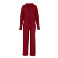 thumbnail image 1 of Lindreshi 2 Piece Outfits for Women Women Solid Color Leisure Time Hood Sweater Athletic Wear Long Sleeves Suit, 1 of 6