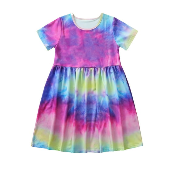 Spring Savings Clearance Lindreshi Baby Girl Dresses Clearance Toddler Baby Kids Girls Tie Dyed Dress Princess Dresses Casual Clothes