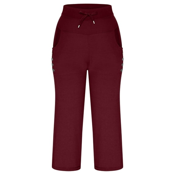 Lindreshi Capri Leggings with Pockets Womens Winter Wide Leg Yoga Sports Loose Casual Pants Stretch Gym Cropped Trousers