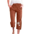 thumbnail image 1 of Spring Savings Clearance Lindreshi Capris for Women Casual Summer Clearance Fashion Womens Casual Printing Elastic Loose Pants Straight Wide Leg Trousers with Pocket, 1 of 5